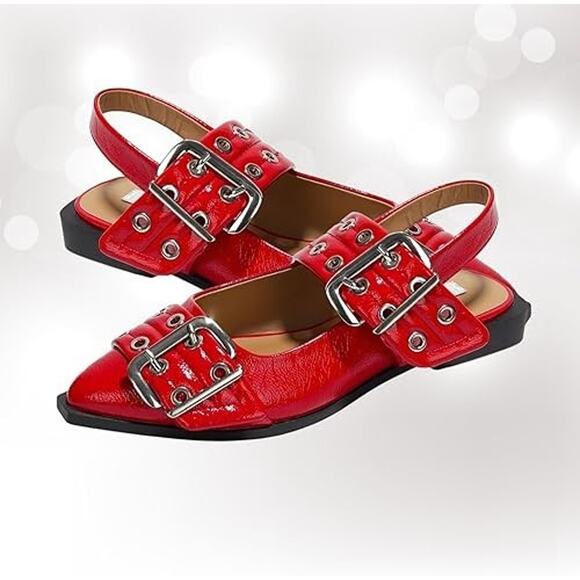 Project Cloud Katharyn Womens Flats, Memory Foam, Non-Slip, Red, Size 6 - Picture 1 of 6